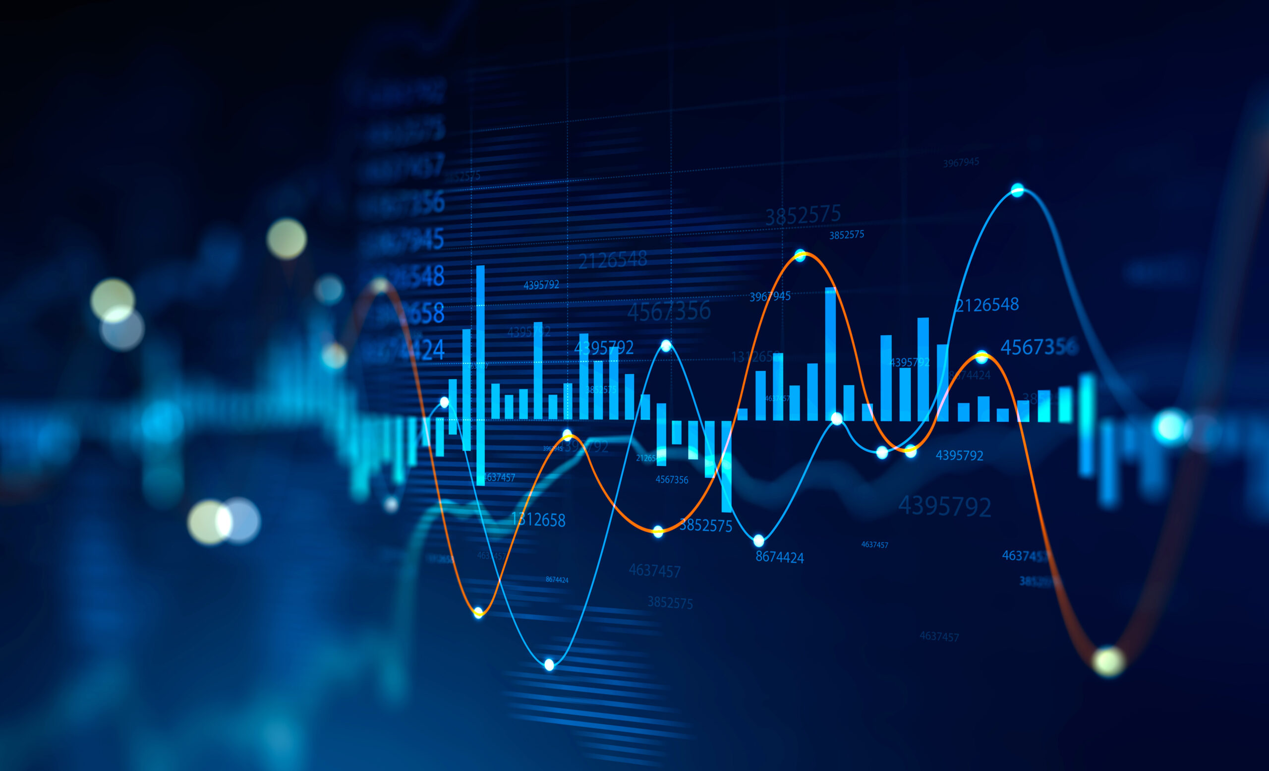 Stock market and trading, digital graph